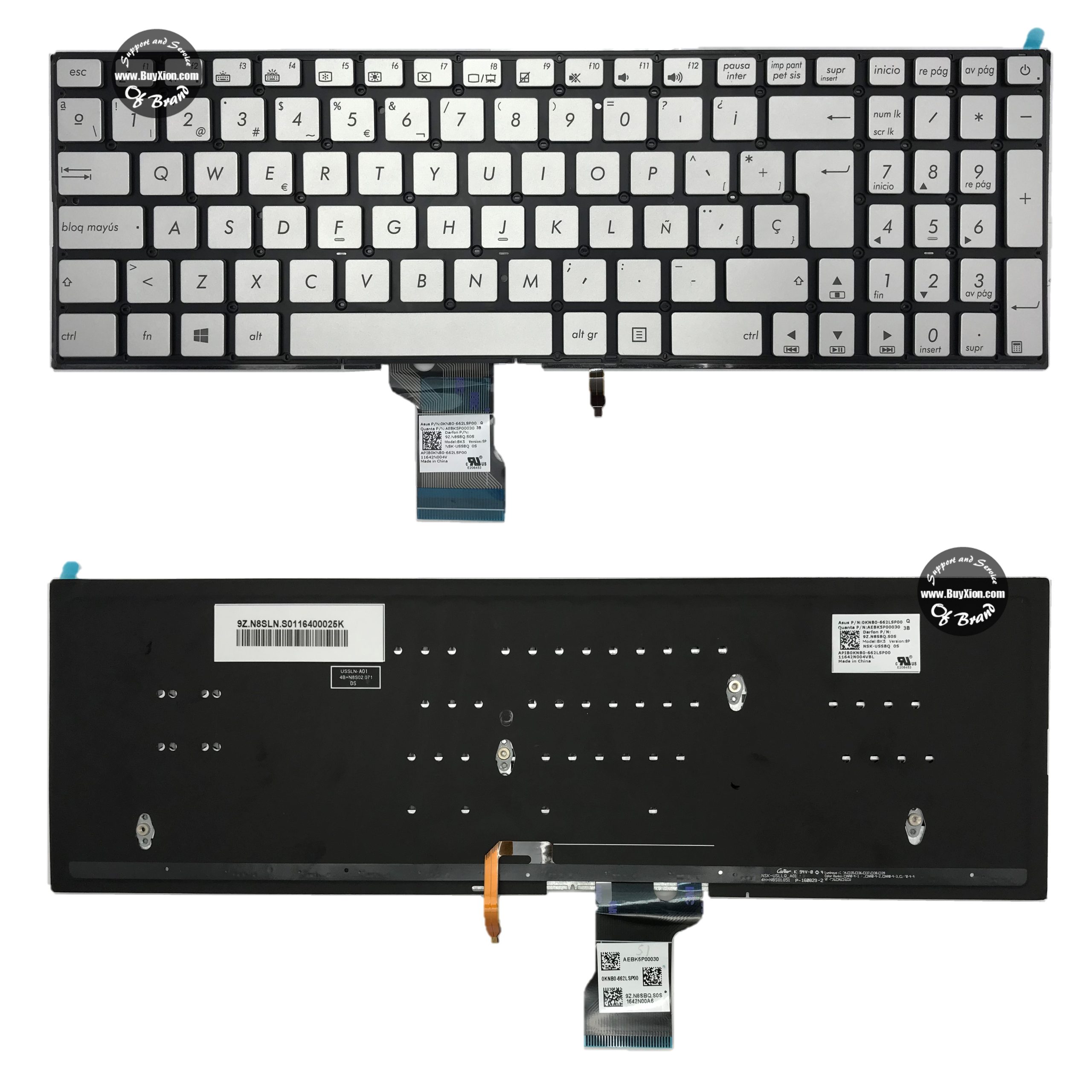 Teclado Asus GL502 / FX502 / UX501 + POWER / SILVER / backlight - SP (T312)